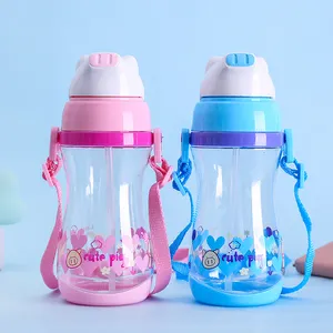 Cute 400ml Water Bottle for Adults Portable with Shoulder Strap Lid Anti-Corrosion Coating for Gym Travel Boiling Hot Water