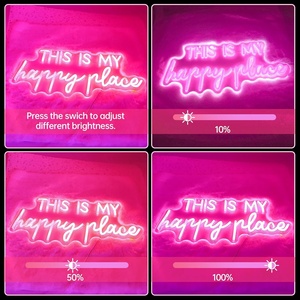 Letreros de Neón Decorativos para Pared, 'Este <span class=keywords><strong>Es</strong></span> Mi Lugar Feliz', para Dormitorio de Adolescentes, LED Rosa, Acrílico, Montaje en Pared, Interruptor Regulable, Alimentación USB, Adhesivo - Product Image 5