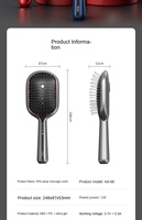 Brosse de massage du cuir chevelu électrique rechargeable avec pulvérisation de brume fine, lumière rouge 630 nm, fonction de vibration à ions négatifs pour les racines des cheveux