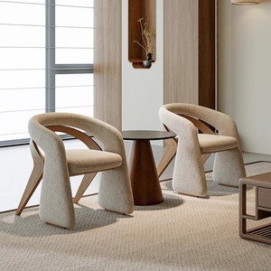 Sedia da Pranzo con Seduta Imbottita in Tessuto Morbido e Struttura Robusta in Legno Massello, <span class=keywords><strong>Scelta</strong></span> Perfetta per il Soggiorno con Struttura Durevole - Product Image 1