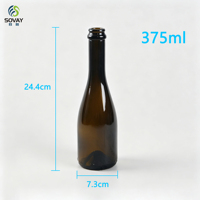 375ml Bruine Glazen Wijnfles, 244mm Hoog, 73mm Bodem, Lege Amberkleurige Glazen Fles voor Mousserende Wijn en Wijnverpakkingen