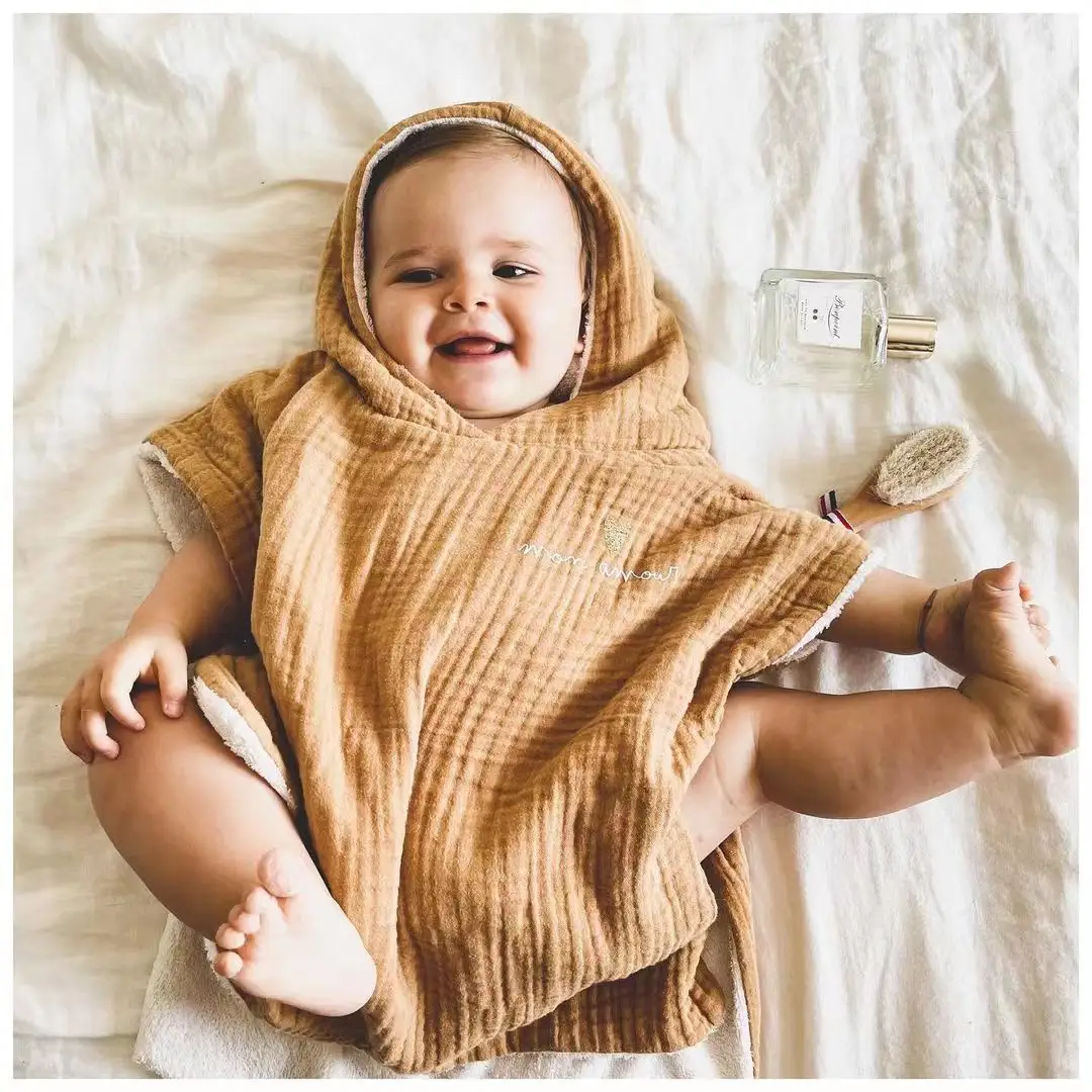 เสื้อปอนโชผ้าขนหนูมีฮู้ดสำหรับเด็กทารก,ผ้าฝ้ายออร์แกนิกไม้ไผ่เนื้อนุ่มมากซับน้ำได้ดี
