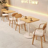 Meubles de café pour usage commercial, chaises en bois massif, style moderne, ensemble de chaises et de table en cuir