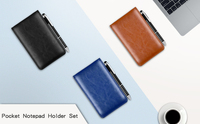 Ensemble de porte-notes en cuir relié à la main avec poche, format mini A7, lignes collégiales, carnet portable de 100 feuilles pour l'école