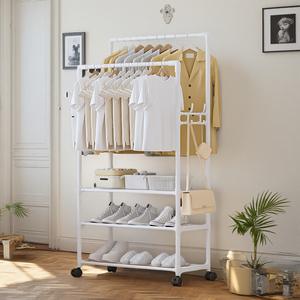 Séchoir en métal Double pôle manteau et chapeau suspendu étagère de rangement ménage multi-couches tissu et chaussures organisateur - Product Image 2