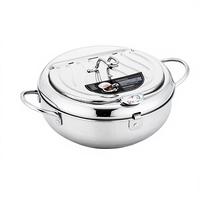 Freidora Japonesa de Tempura de Acero Inoxidable 304, Compatible con Gas e Inducción, con Control de Temperatura, Multifuncional, Ahorradora de Aceite, Mini