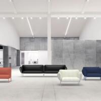 Ensemble de canapés modernes en tissu avec structure métallique, canapé commercial écologique pour la maison, le bureau, l'appartement, l'hôtel
