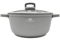 FOURM Casserole en aluminium moulé antiadhésive en granit de 30 cm avec couvercle en verre, ustensiles de cuisine en gros