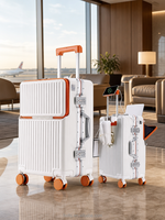 Valise à roulettes rigide avec ouverture frontale, chargement USB, résistante à l'eau, serrure TSA, pour voyages d'affaires