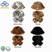 Ensemble bonnet et écharpe en fausse fourrure léopard des neiges personnalisé, imprimé animal en peluche, cache-cou, fabricant OEM, fournisseur en gros