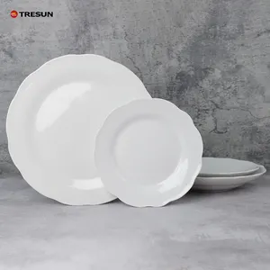 European style ceramic plate Multiple models cheap bulk flat white porcelain wedding dinner plates