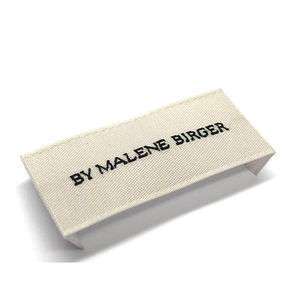 Étiquette de cou de vêtements tissée en Damask, haute densité, durable, Design de vêtements, marque de mode de luxe, drapeau, étiquette CO - Product Image 1