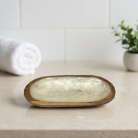 Meilleures ventes en Indonésie : Porte-savon en bois moderne et minimaliste antidérapant avec insert en pierre naturelle, accessoire de salle de bain de luxe écologique pour la maison
