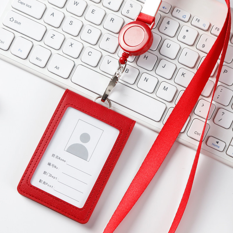 เชือกคล้องแบบดึงกลับได้ สีแดง