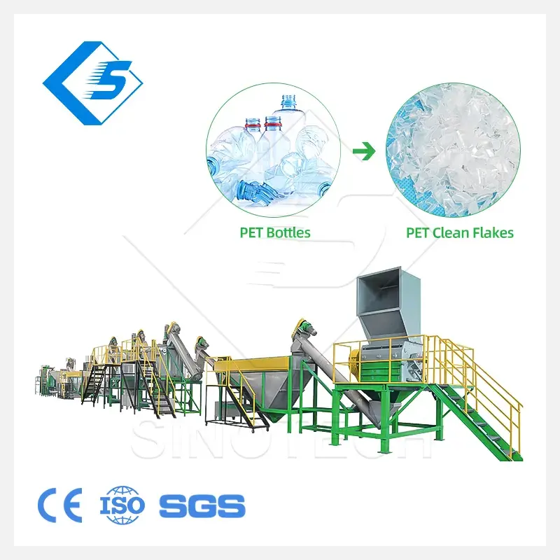 Yurefon Polyester Staple Fiber Washing Pet Bottle Recycling Manufacture Machine Of plastic Bottles To Fiber Recycling Machine