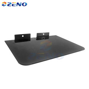 رف دي في دي للتثبيت على الحائط مع رف عائم من الزجاج المقسى المقوى لصناديق الكابلات وأجهزة الألعاب وملحقات التلفزيون - Product Image 2