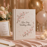 Album photo en lin brodé à la main de luxe, design feuille de Ginkgo, livre de souvenirs de mariage, couverture en tissu, scrapbook, cadeau haut de gamme