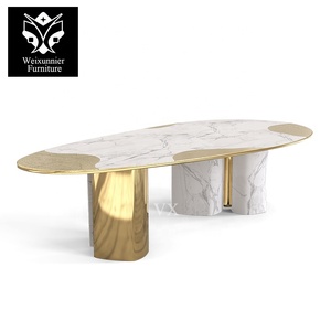 Table de <span class=keywords><strong>salle</strong></span> <span class=keywords><strong>à</strong></span> <span class=keywords><strong>manger</strong></span> de luxe sur mesure pour villa, plateau en marbre, taille personnalisée, solution de mobilier de haute qualité pour les projets d'architecture et d'aménagement intérieur - Product Image 3