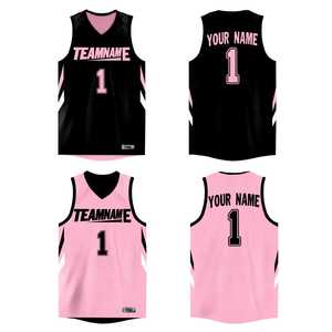 Jersey Basket Atletik Custom Black Pink Double Side Tops - Product Image 1