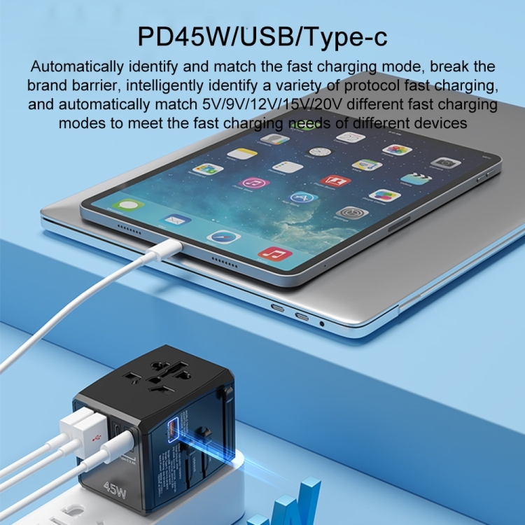 HHT905 PD 45W Dual USB & Dual Type-C Travel Adapter – Universal