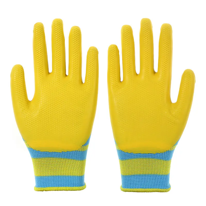 Sarung tangan industri pelindung kerja, sarung tangan Anti selip dilapisi lateks