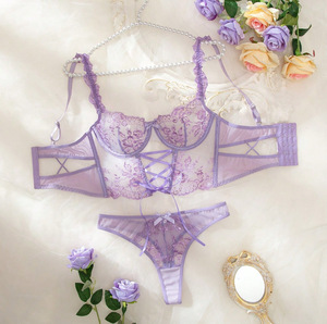 Conjunto de Lencería Sexy de Encaje Rosa Dulce para Mujer, 2 Piezas, Lencería de Encaje Transparente con Bordado, Copas con Pico, Ropa de Dormir Sensual - Product Image 3
