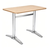Base de table double avec support en acier inoxydable brossé pour restaurant, bistrot, table à manger longue