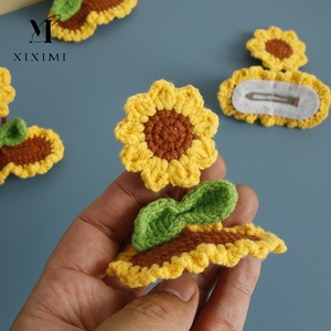 Xiximi Korean Cute Mini Handmade Cartoon Knitted Wool Crocheted Women Party Accessories <b>Sweet</b> <b>Flower</b> Crochet Sunflower Hair Clip - Product Image 1