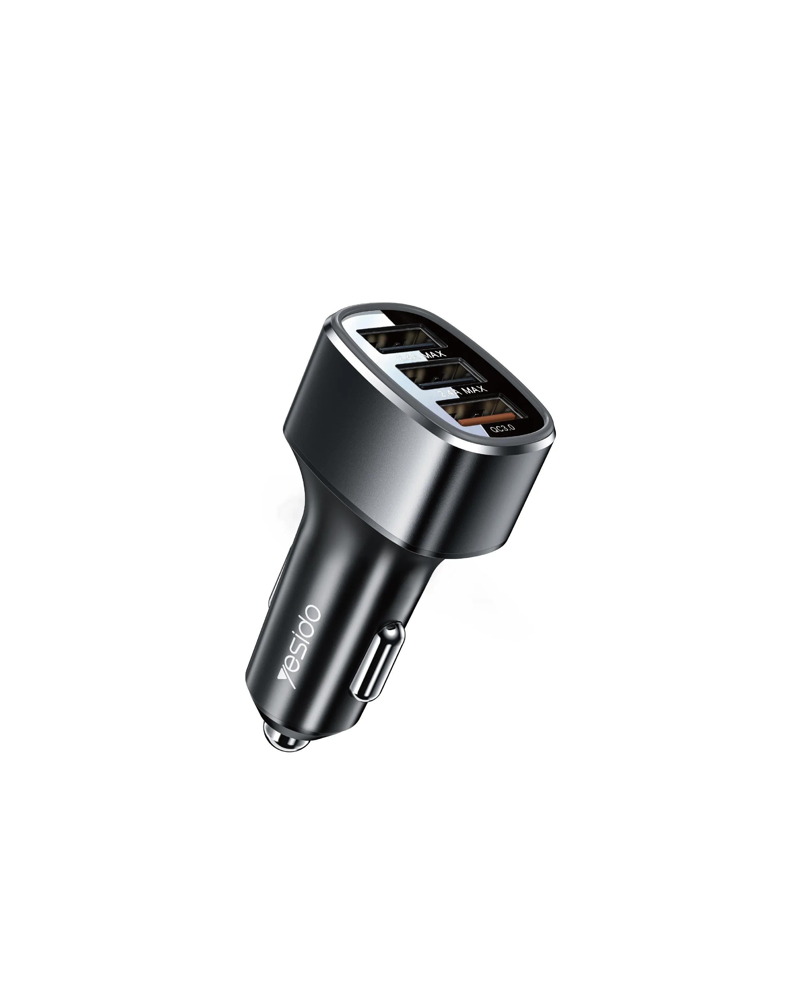 YESIDO-estación de carga rápida para coche, 3 puertos USB, multifunción, CC, QC