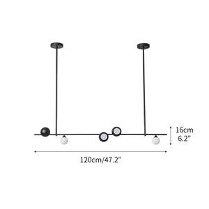Lampe à suspension moderne en métal noir, luminaire suspendu en verre blanc pour salle à manger - Product Image 4