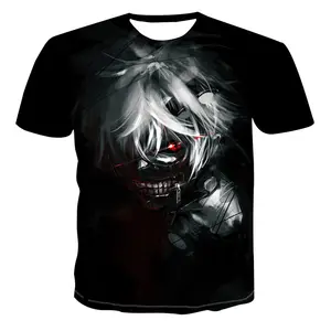 Tokyo Ghoul Anime Kaneki Ken 3d baskı T-shirt Hip Hop kısa kollu siyah T shirt yaz üstleri yeni stil moda erkek t shirt