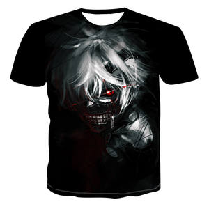 T-shirt Uomo Tokyo Ghoul Anime <span class=keywords><strong>Kaneki</strong></span> Ken Gotico Sostenibile Stampa 3D Hip Hop Manica Corta Nera Estiva Nuova Moda - Product Image 1