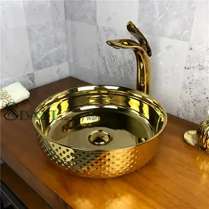 中国批发网购卫浴陶瓷黄金洗手盆水槽