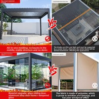 Pavillon extérieur moderne en alliage d'aluminium avec lames orientables électriques, idéal pour villa, terrasse et jardin, au design lumineux