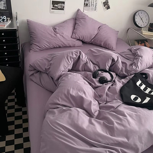 Set di biancheria da letto di alta qualità <span class=keywords><strong>copripiumino</strong></span> tinta unita per ragazze ragazzi <span class=keywords><strong>singolo</strong></span> Full Size semplice copertura trapunta con federa foglio - Product Image 2