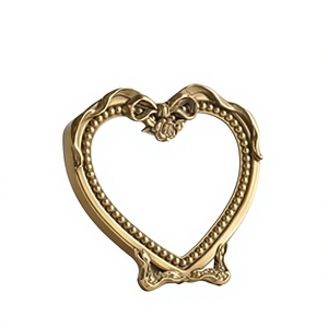 Heart Shape Metal Mirror <b>Frame</b> Decorative Tabletop Accessory Gold Finish <b>Ornate</b> Design - Product Image 1
