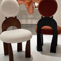 {Earring Chair} Chaise de salle à manger rembourrée en tissu à dossier haut style crème, tabouret de maquillage pour salon, chaise rétro tendance