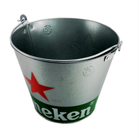 Seau à glace en métal galvanisé mat personnalisé de 5 L, seau en tôle pour la bière