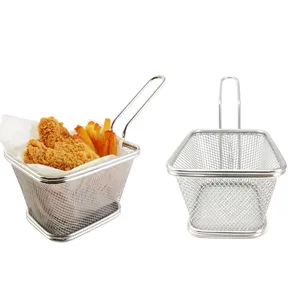 Fritadeira de fio de metal do chef, fritadeira, para batatas fritas francesas, mini cesta quadrada