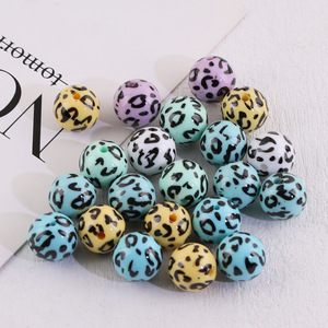Cuentas Sueltas de Resina Acrílica y Plástica con Estampado de Leopardo de 16 mm (Azul Claro/Amarillo/Morado) Color Aleatorio Verano 2024 para Hacer Joyas - Product Image 1