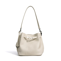 Sac seau bandoulière haut de gamme en cuir véritable vintage pour femme, motif litchi, petite taille, collection Printemps 2026, très tendance