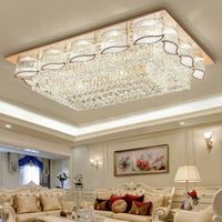 Lustre de plafond moderne en acier inoxydable plaqué de haute qualité avec cristaux LED carrés, télécommande, alimentation CA, pour hôtel