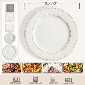 Platos de Cena Personalizados, Platos de Cerámica Blancos, Platos para Ensalada con Relieve, Platos para Servir Filetes y Aperitivos, Platos Reutilizables para Cocina y Comedor - Product Image 2