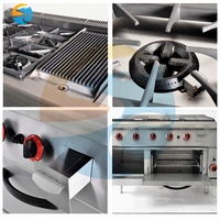 Cuisinière à gaz commerciale robuste à 4 brûleurs et plaque chauffante Four encastré en acier inoxydable pour hôtels restaurants Four combiné
