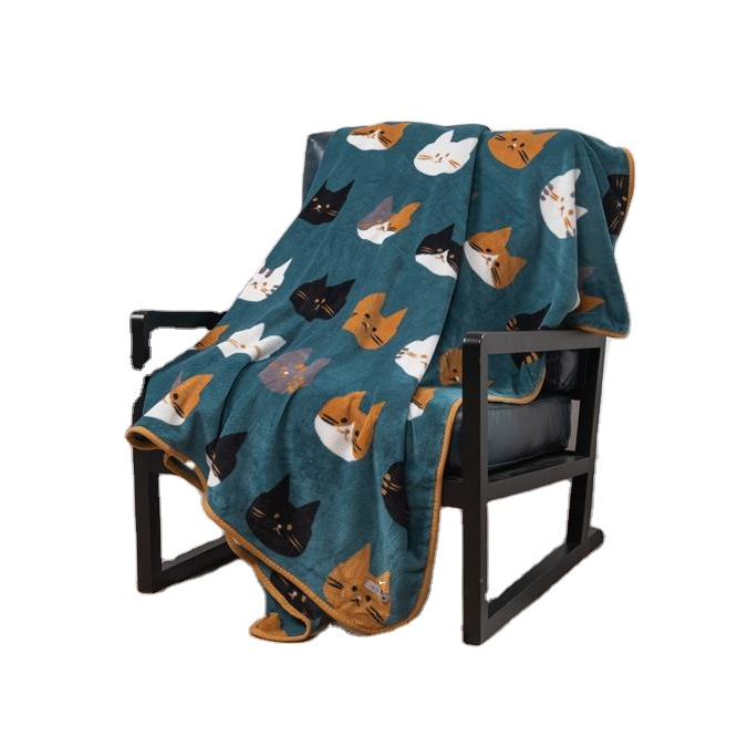 Детское Фланелевое двухстороннее одеяло, удобное покрывало с принтом мультяшного кота, плотное, мягкое, для путешествий и самолета, по низкой цене