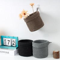 Panier de rangement circulaire pliable en tissu de coton tissé à la main, écologique, au design moderne pour la décoration de la maison
