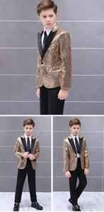 Traje de lentejuelas colorido para niños Danza Piano Actuación Niño Guapo Anfitrión Vestido de actuación brillante - Product Image 6