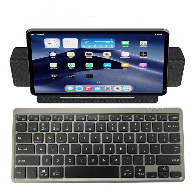 New Wireless BT Travel Keyboard with Ergonomic Scissor Switch Foldable Stand Rechargeable for Tablet & Laptop Use
