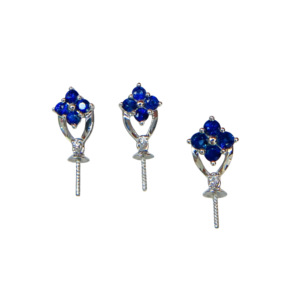 Bordures de bijoux vierges en or 18 carats, polies et brillantes, serties de diamants naturels éclatants et de saphirs profonds - Product Image 4