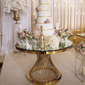Mesa Redonda de Acero Inoxidable Dorado para Bodas y Eventos, Mesa de Centro con Espejo, Nuevo Diseño en Oferta - Product Image 2